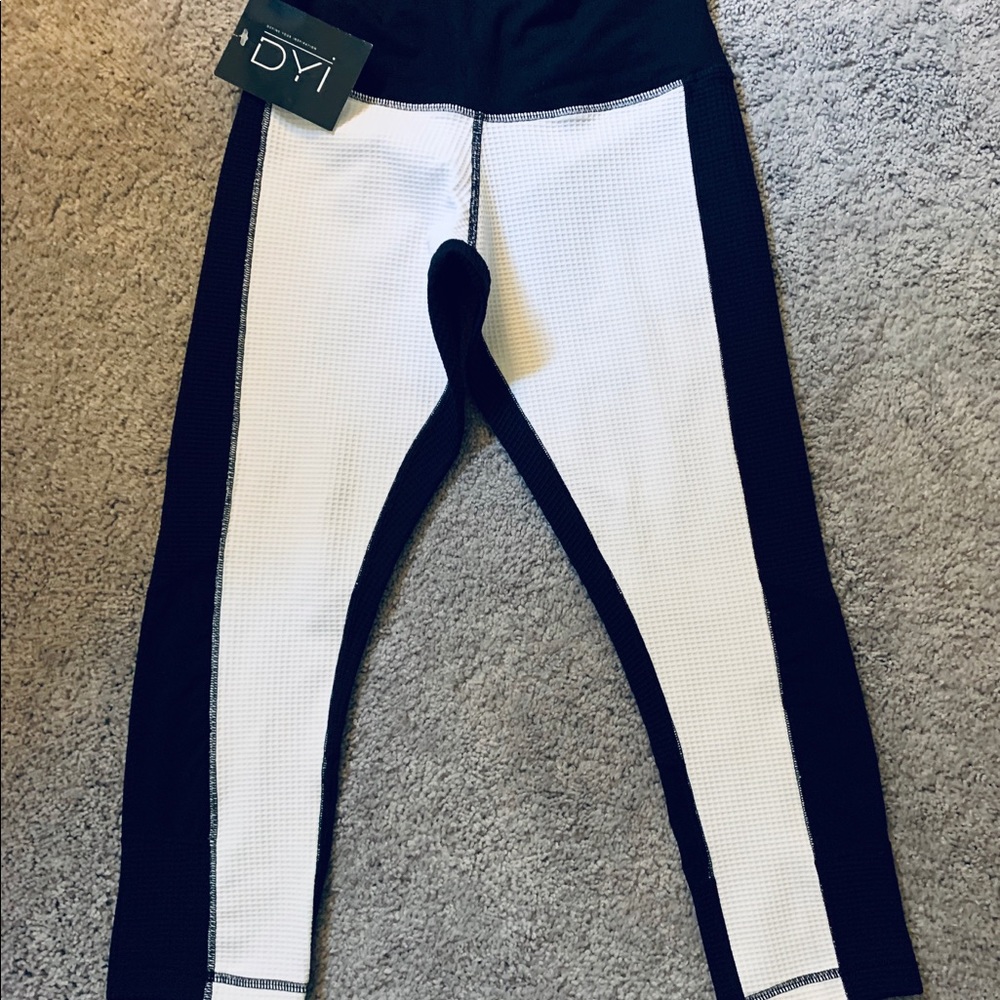 DYI- black and white textured crop leggings. NWT